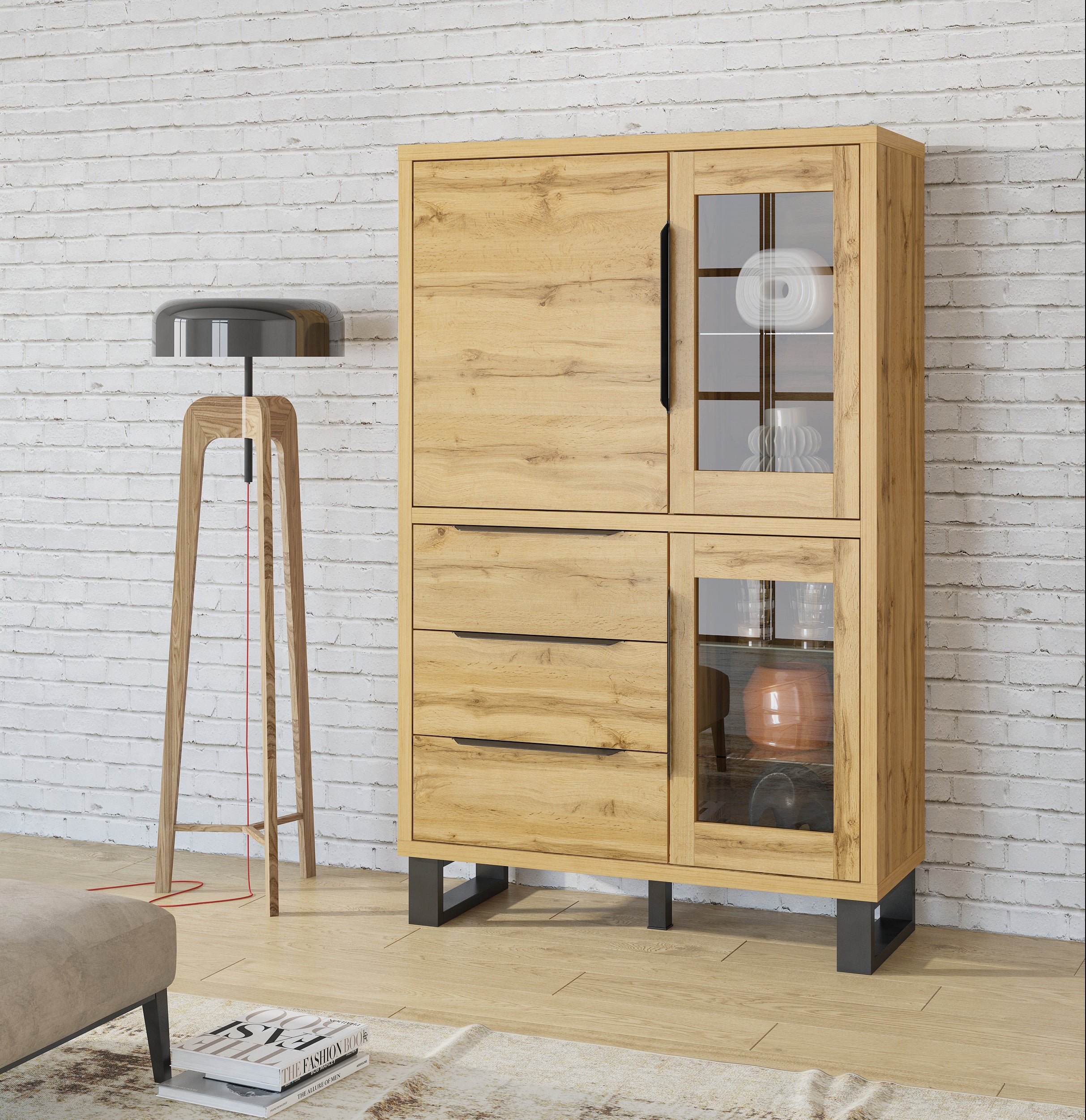 Alin 2 Door 3 Drawer Display Cabinet  W120cm