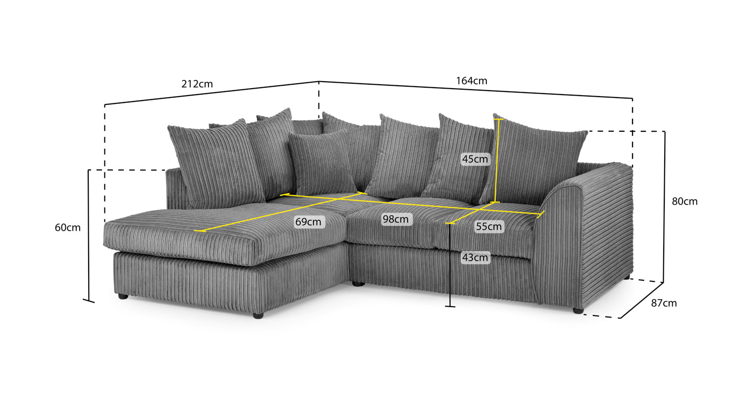 Harley Jumbo Left / Right Hand Corner Sofa