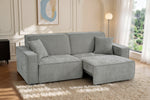 Grey fabric 3-seater electric sofabed with corner chaise and padded armrests