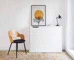 White storage desk cabinet with drawer-style front and open top