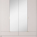 Light cream wardrobe with two doors and vertical panel detailing
