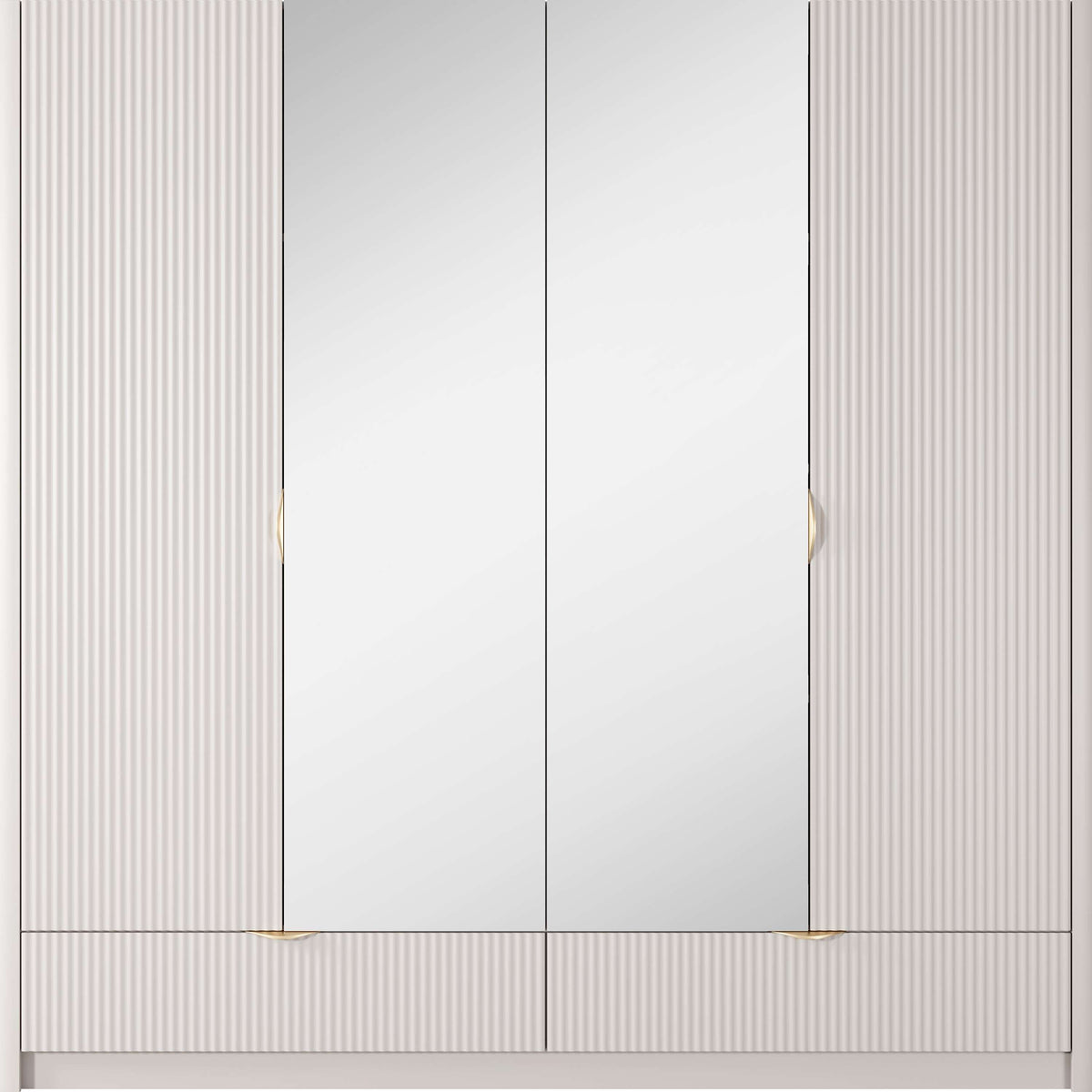 Light cream wardrobe with two doors and vertical panel detailing