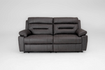 3-seat recliner sofa with tufted cushions and padded arms, dark gray upholstery