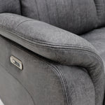 Grey recliner sofa armrest with side control switch panel