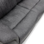Grey fabric 2-seat recliner sofa, rolled arms and padded seat cushions