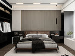 Light grey seamless wall panel with vertical ribbed grooves