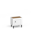 White bedside table with single door and gold-tone handle