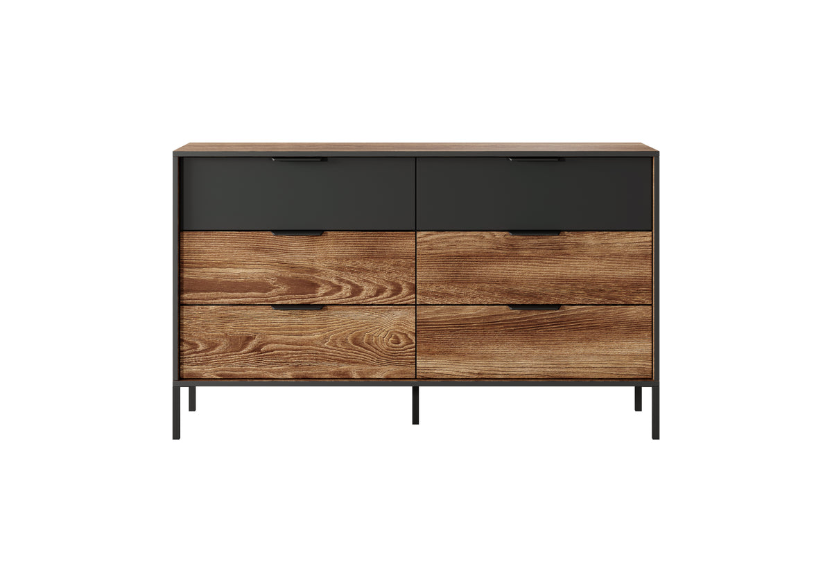 Haze chest of drawers with four drawer fronts and black metal legs