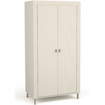 White double wardrobe cabinet with two ribbed doors and two small handles
