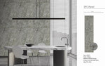 Grey marble-effect wall panel with gold veining on a printed product layout