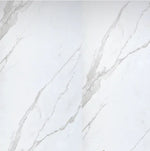 White marble-effect wall panel close-up with light gray veining