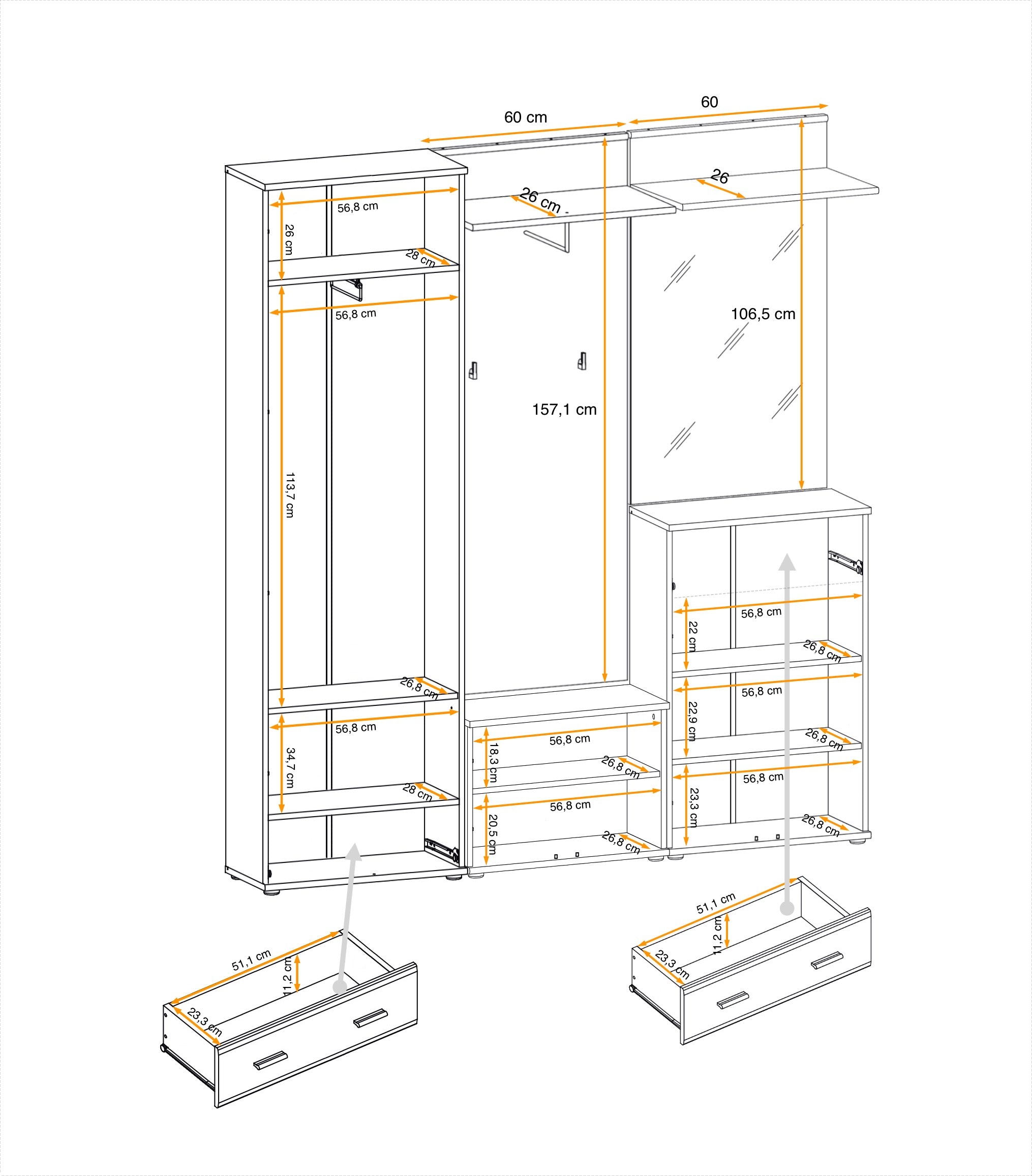 Malco Hallway Set 3 W180cm
