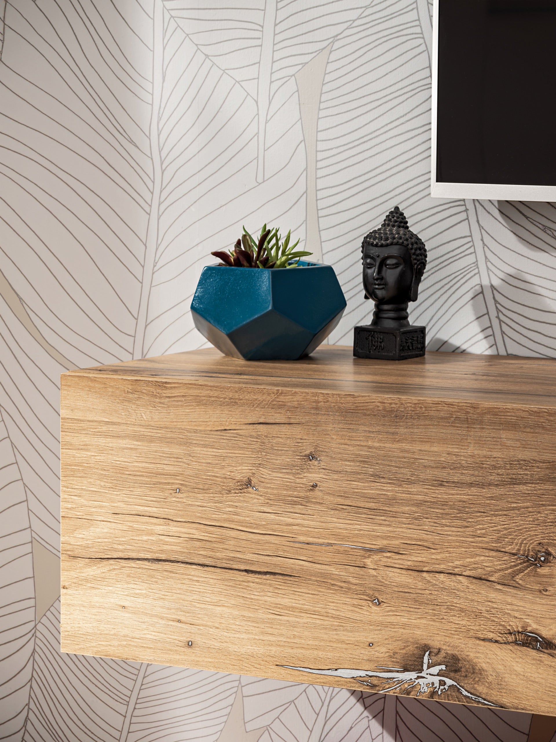 Bruce Media Wall Unit with LED Lights W210cm