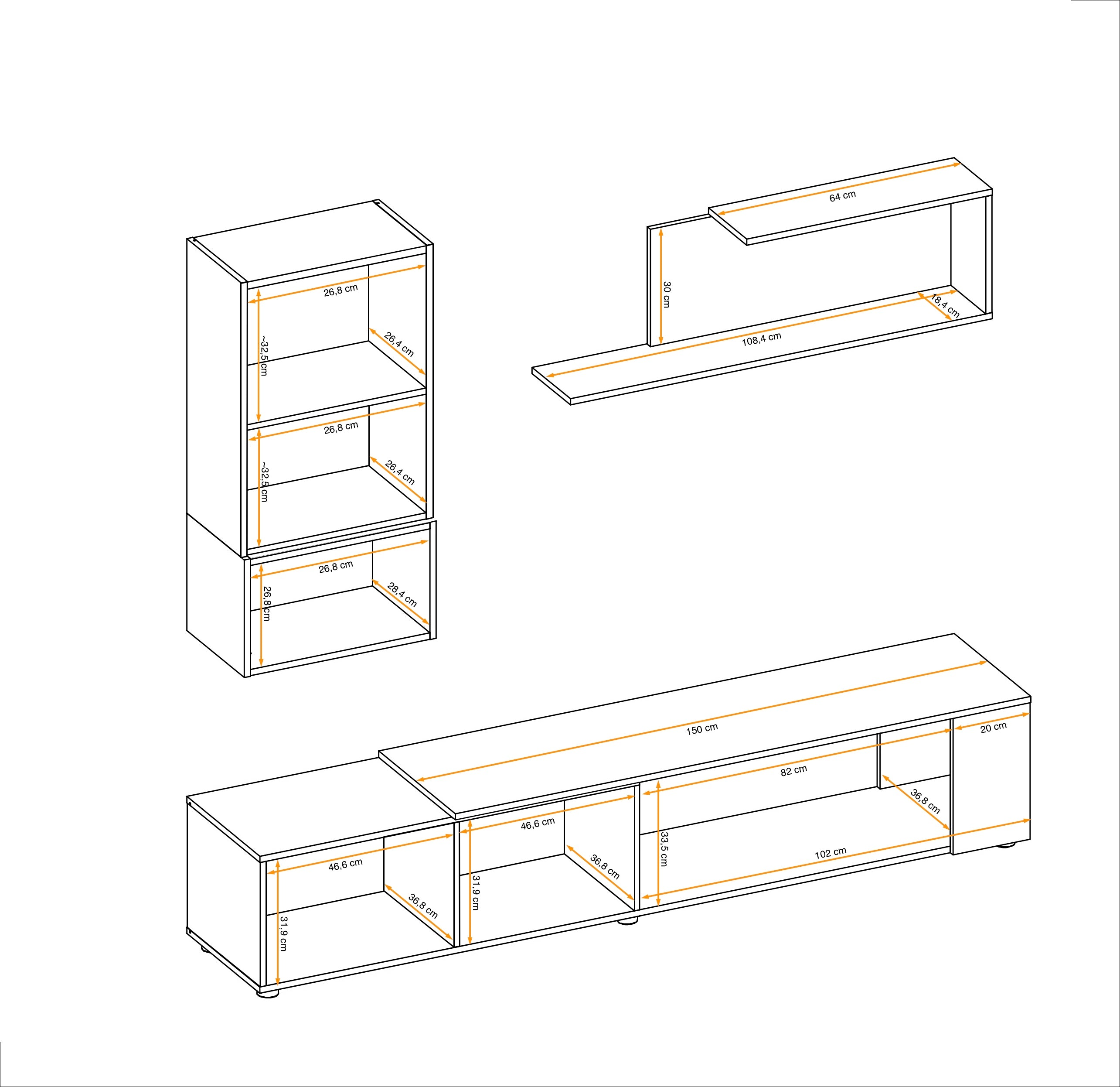 Edin II Media Wall Unit W200cm