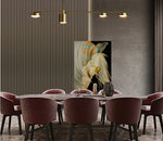 Metallic brown acoustic wall panel with vertical slat stripes