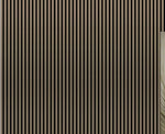 Acoustic wall panel in metallic brown with tall vertical slat lines
