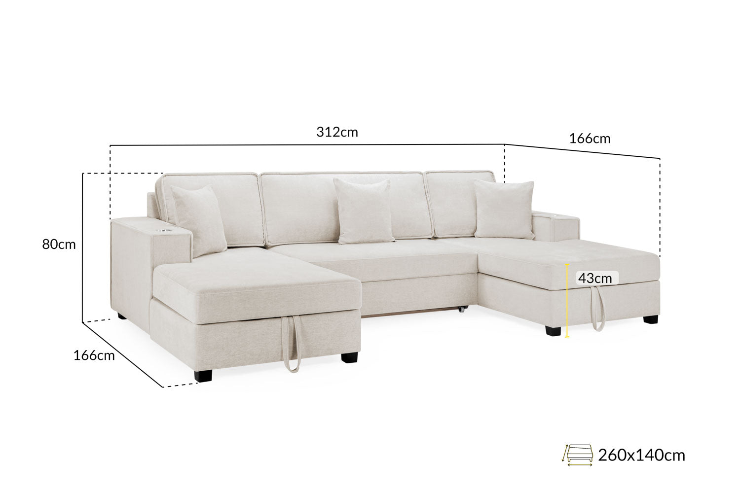 Milan Sofa Bed U Shape Corner