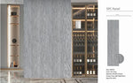 Grey marble-effect wall panel board with vertical surface in room