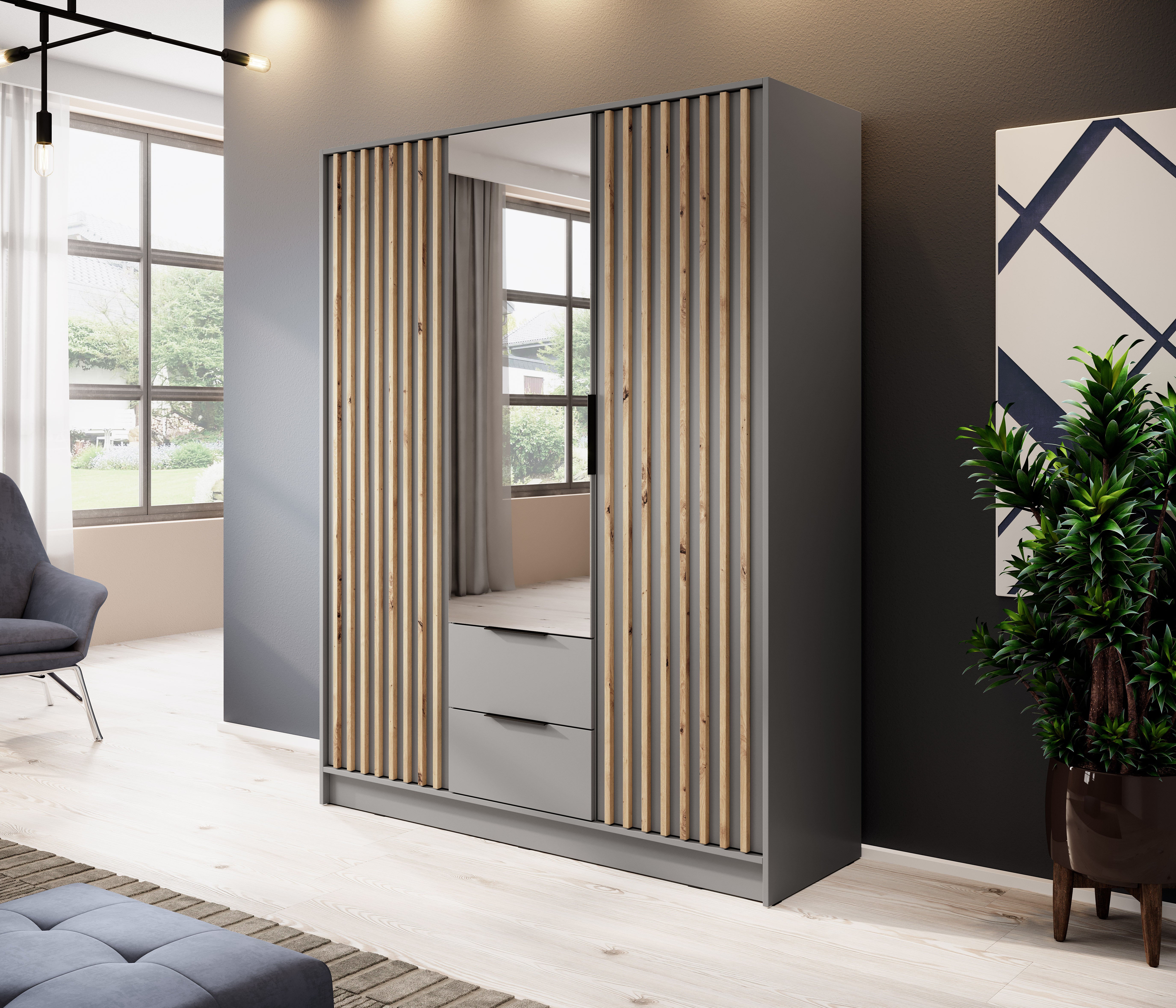 Orla 3 Door Wardrobe with mirror W155cm