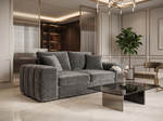 2-seater sofa in dark gray fabric with deep seat and channel-style armrests