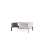 Light cashmere coffee table with open shelf and ribbed cabinet front