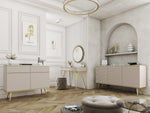 Cashmere wave 3-door sideboard with ribbed doors and angled wooden legs