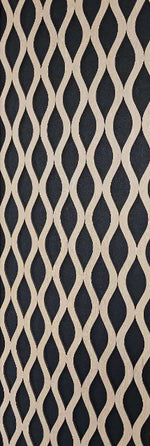 Wave oak acoustic wall panel with wavy cutout pattern in light and dark tones