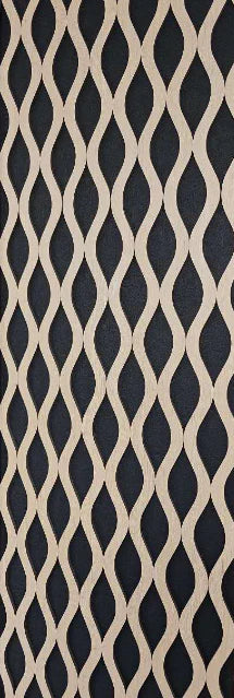 Wave oak acoustic wall panel with wavy cutout pattern in light and dark tones