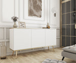 Cashmere 3-door sideboard with three panel doors and gold-toned tapered legs