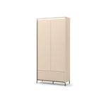 Double-door hallway cabinet with light exterior, two doors, and ribbed lower panel, 101 cm