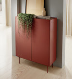 Ceramic Red highboard cabinet with two doors and three interior shelves