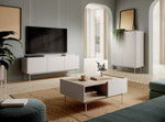 Cashmere coffee table with open shelf and two front drawer panels