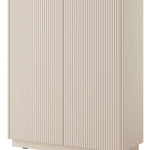 Cashmere highboard with vertical ribbed doors and gold-tone bar handles