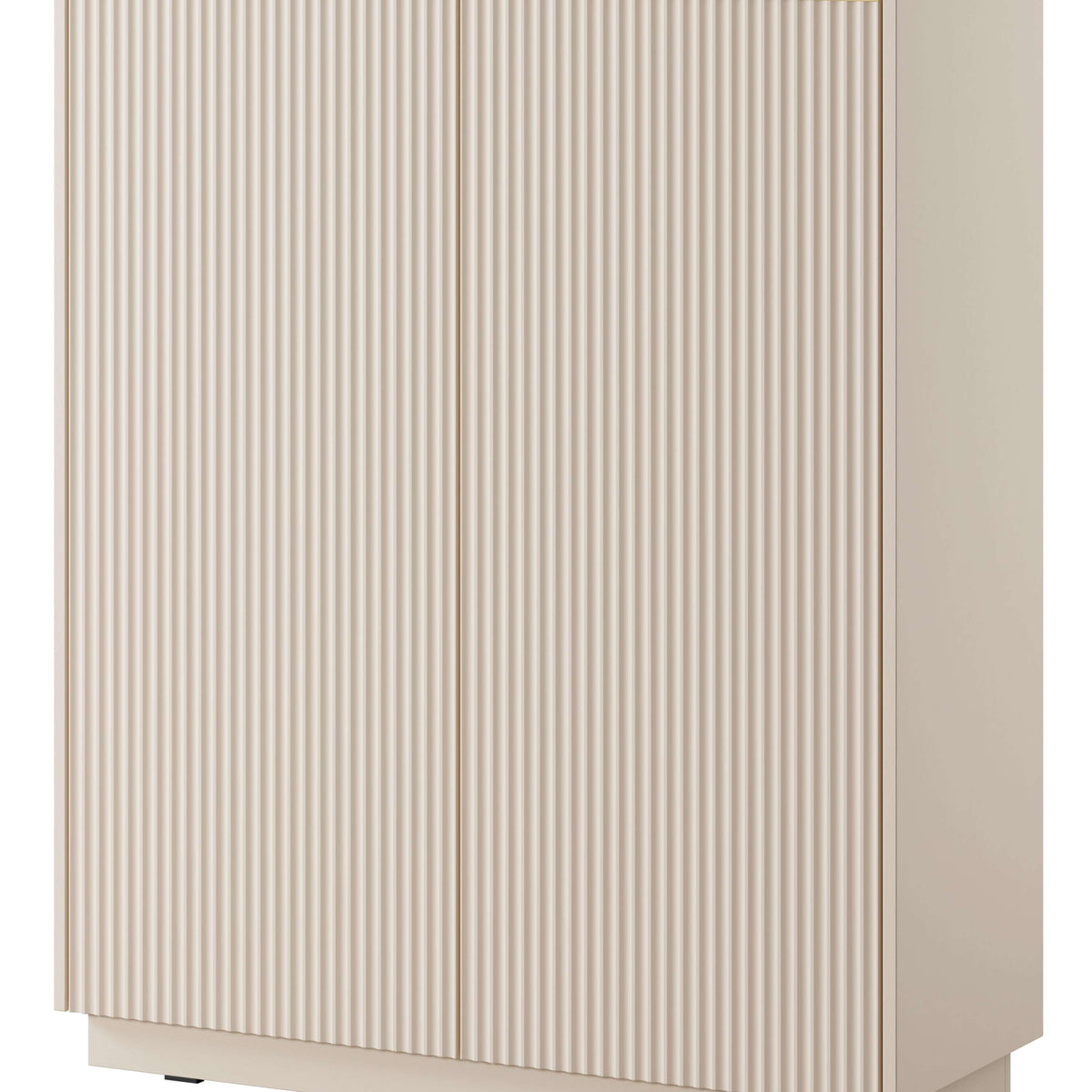 Cashmere highboard with vertical ribbed doors and gold-tone bar handles