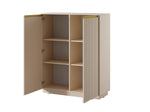 Cashmere 2-door highboard open with adjustable shelves and vertical ribbed door