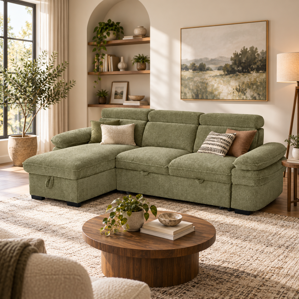 Portofino Corner Sofa Bed | Boucle Fabric