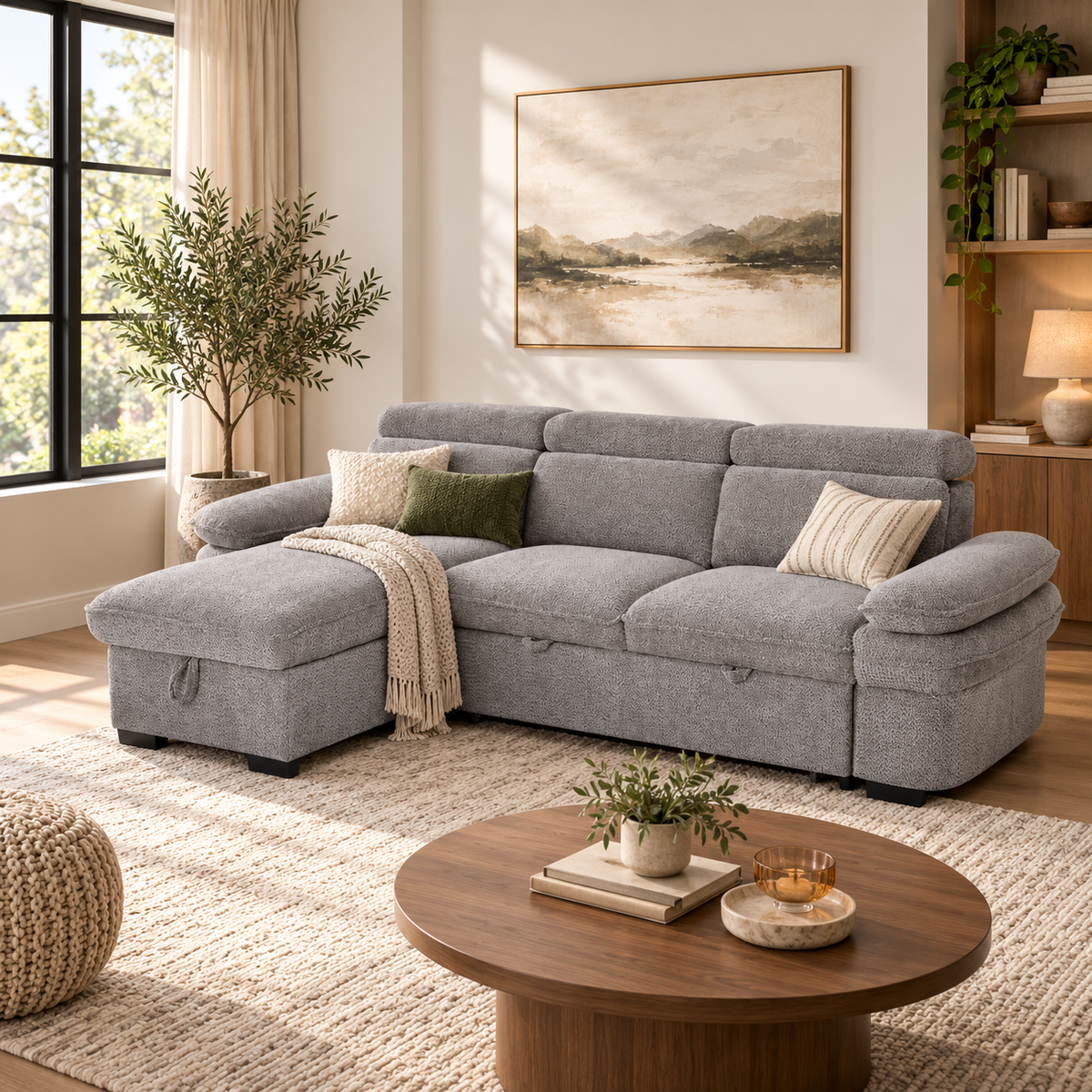 Portofino Corner Sofa Bed | Boucle Fabric