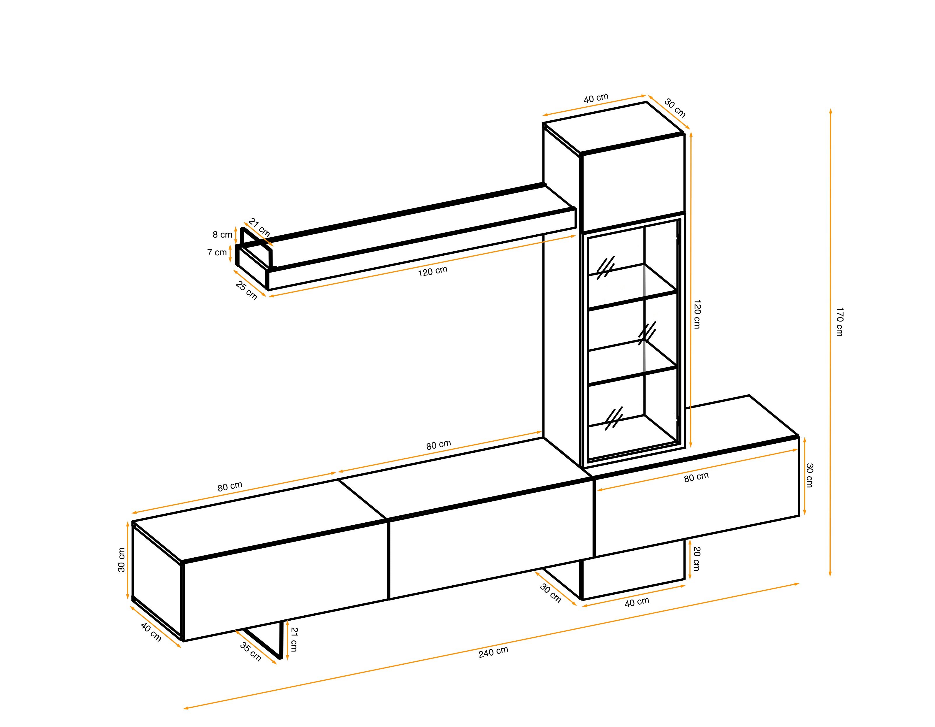 Ray TV Wall Unit W240cm