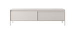 Sals long TV cabinet, light beige with ribbed door panels and metal legs
