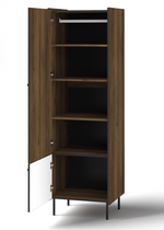 Single wardrobe with open shelves and dark interior