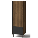 Woodgrain single wardrobe with dark gray lower panel