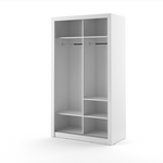 Alfa-6 white sliding door wardrobe with internal shelves and hanging rails
