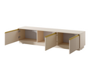 Cashmere TV cabinet open front with interior shelves and two sliding doors