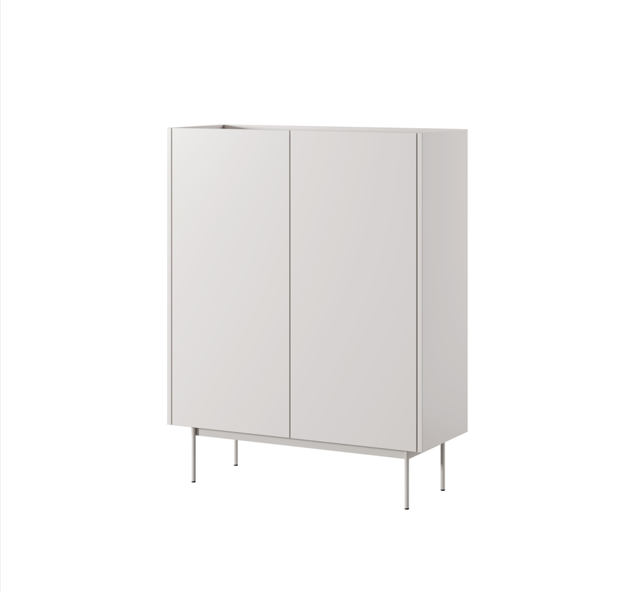 Cashmere highboard cabinet with two doors and slender metal legs