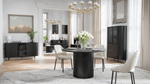 120 cm round dining table with cashmere-gray fluted pedestal and round tabletop