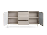 Light cashmere sideboard with open shelves and two front drawers