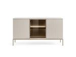 Cashmere sideboard with glass center cabinet and vertical slat door fronts