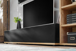 Anthracite media wall unit with large TV base and open side storage compartment