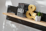 Anthracite media wall unit open shelf with & book set and gold letter decor