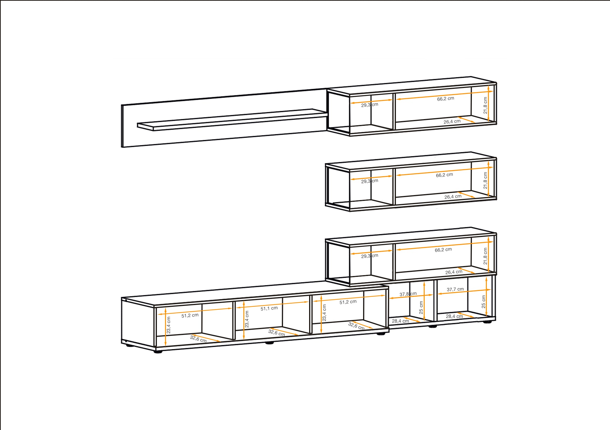 Robin Media Wall Unit with LED Lights W240cm